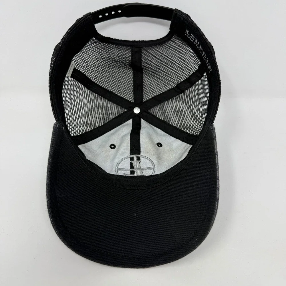 Leupold Mens Black Camo Trucker Hat Embroidered Logo Snapback Mesh Baseball‎ Cap